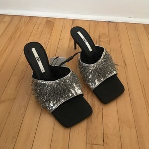 Zara heels with beaded details and black heal